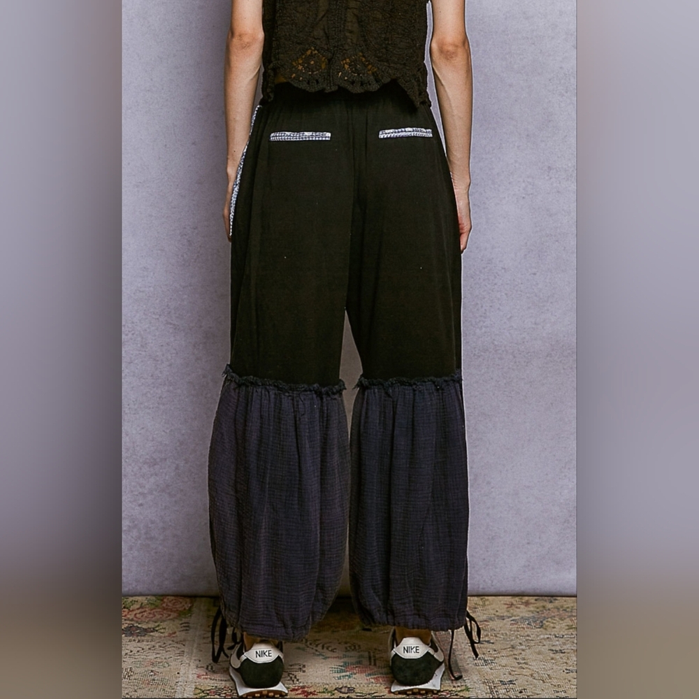 🐧#1194 POL Rebel Star Patchwork Boho Lounge Pants - Picture 3 of 6